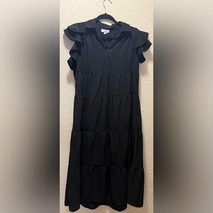 Black Tiered Short Sleeve Dress, Excellent Condition
